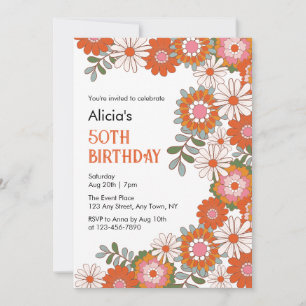 Invitation Fleur hippie Super et feuille élégant Anniversaire