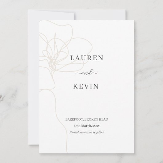 Invitation Fleur illustrée simple classique enregistrer la da (Devant)