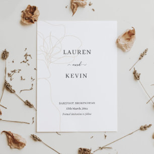 Invitation Fleur illustrée simple classique, sauvez la date