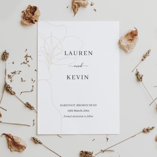 Invitation Fleur illustrée simple classique, sauvez la date