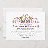 Invitation Fleur indienne Eléphant Orange mariage moderne (Devant)