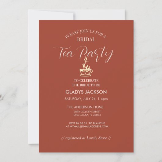 Invitation Fleur intemporelle Rustique Tea Party (Devant)
