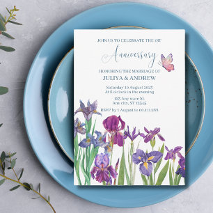 Invitation Fleur Iris aquarelle fête anniversaire