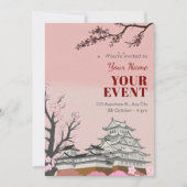 Invitation Fleur japonaise rose pastel (Devant)