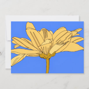 Invitation Fleur jaune, bleue et jaune