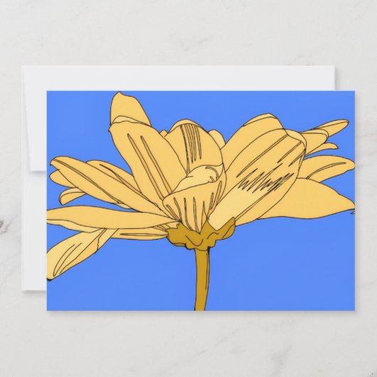 Invitation Fleur jaune, bleue et jaune (Devant)