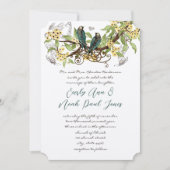Invitation Fleur Jaune Branche Oiseaux Vintages Mariage Invit (Devant)
