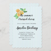 Invitation Fleur jaune preppy Stripe été J'ai tourné onze (Devant / Derrière)