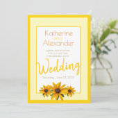 Invitation Fleur Jaune Printemps Été Simple Mariage (Debout devant)