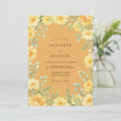 Invitation Fleur Jaune Romantique Mariage Élégant (Debout devant)