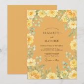Invitation Fleur Jaune Romantique Mariage Élégant (Devant / Derrière)