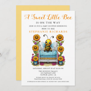 Invitation Fleur Jaune Sweet Little Bee Baby shower