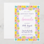 Invitation Fleur joyeuse Fête d'anniversaire (Devant / Derrière)