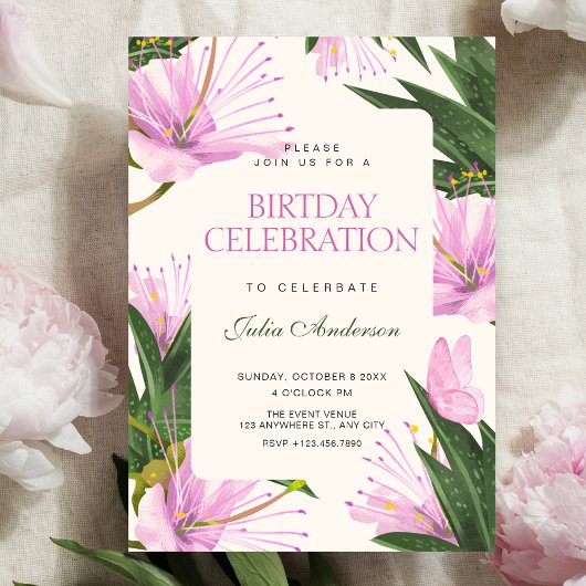 Invitation Fleur laisse anniversaire