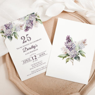 Invitation Fleur Lilac de printemps violet 25e anniversaire