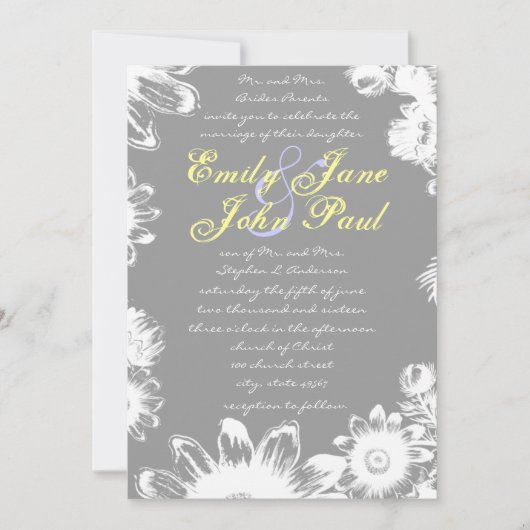 Invitation Fleur Lilac jaune Gris profond (Devant)