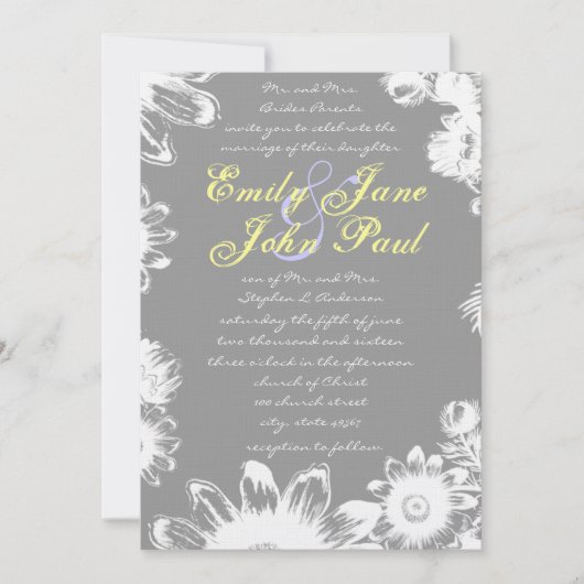 Invitation Fleur Lilac jaune Gris profond (Devant)