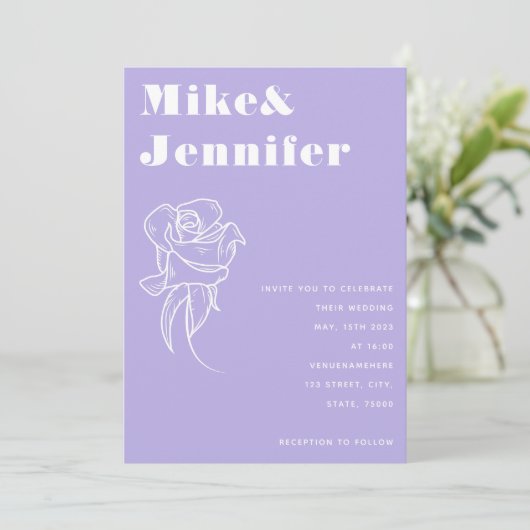 Invitation Fleur Lilac violet - Plan de code QR Mariage (Debout devant)