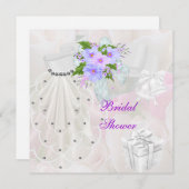 Invitation Fleur Lilac Voile Blanche Fête des mariées (Devant / Derrière)