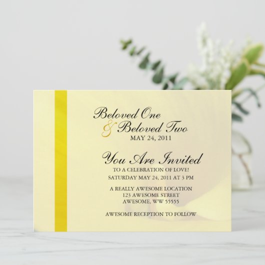 Invitation Fleur Lily Calla Jaune (Debout devant)