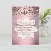 Invitation Fleur Lotus Rose Blush Élégante Anniversaire (Debout devant)