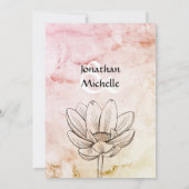 Invitation Fleur Lotus simple | Mariage en marbre rose (Dos)