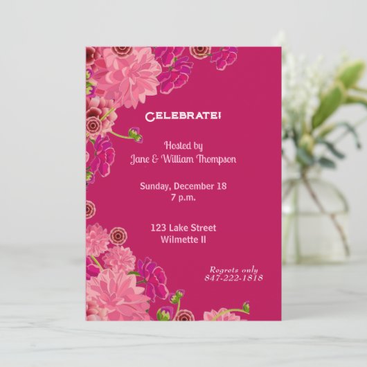 Invitation Fleur magenta  (Debout devant)