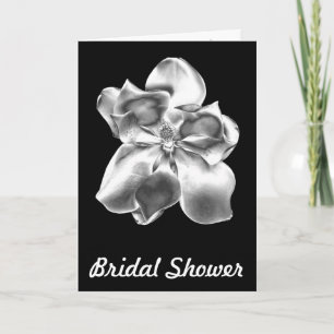 Invitation Fleur Magnolia d'argent métallique sur une Fête de