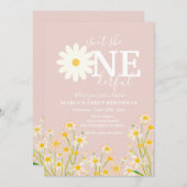 Invitation Fleur marguerite 1er anniversaire (Devant / Derrière)