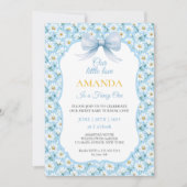 Invitation Fleur marguerite bleue Fancy one Girl Anniversaire (Devant)