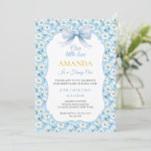 Invitation Fleur marguerite bleue Fancy one Girl Anniversaire (Debout devant)