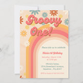 Invitation Fleur marguerite super rétro Premier anniversaire (Dos)