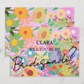 Invitation Fleur Mariage Bridesmade (Devant / Derrière)