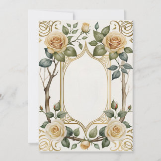 Invitation Fleur mariage et cadre or