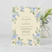 Invitation Fleur Mariage Fleurir Bleu Céleste (Debout devant)