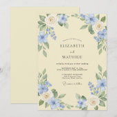 Invitation Fleur Mariage Fleurir Bleu Céleste (Devant / Derrière)