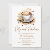 Invitation Fleur marron Café Thème 50e Anniversaire  (Devant)