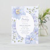 Invitation Fleur mauve fleur mou anniversaire (Debout devant)