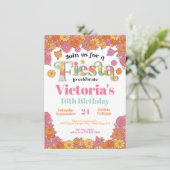 Invitation Fleur mexicaine Fiesta Power Moderne Rétro Anniver (Debout devant)