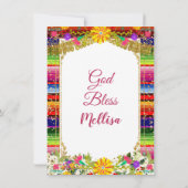 Invitation Fleur mexicaine Parties scintillant d'or Fille Fêt (Dos)