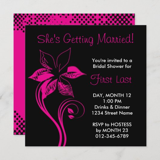 Invitation Fleur moderne (Devant / Derrière)