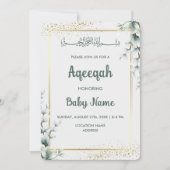 Invitation Fleur Moderne Instantanée Aqeeqah Or Aqiqah (Devant)