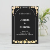 Invitation Fleur moderne noir et blanc Mariage heureux (Debout devant)
