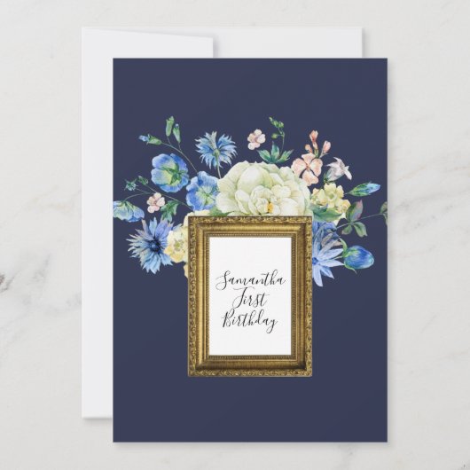 Invitation Fleur moderne Première fête d'anniversaire (Dos)