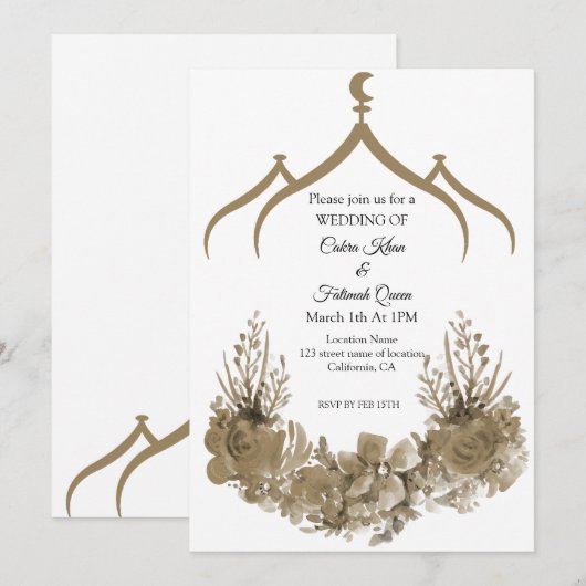Invitation Fleur Mosquée (Devant / Derrière)