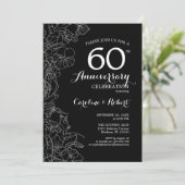 Invitation Fleur noir et blanc 60e anniversaire (Debout devant)