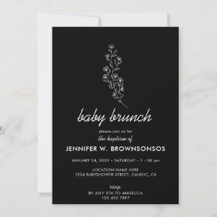 Invitation Fleur noire Baptême de brunch d'été d'automne