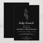 Invitation Fleur noire Baptême de brunch d'été d'automne (Devant / Derrière)