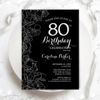 Fleur noire blanche 80e fête d'anniversaire