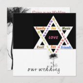 Invitation Fleur noire de vie Mariage juif (Devant / Derrière)